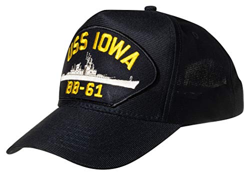 United States Navy Uss Iowa Bb-61 Battleship Emblem Patch Hat Navy Blu 