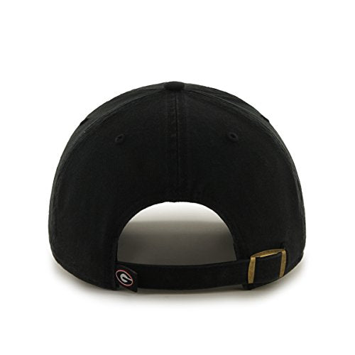 47 Brand NCAA University of Georgia Standing Bulldog Clean Up Adjustable  Buckle Back Full Twill Hat, Black