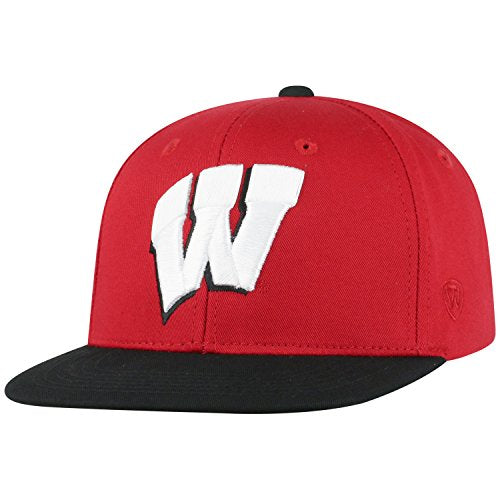 Top of the World Wisconsin Badgers Maverick Youth Flat Bill Snapback Adjustable Hat Red/Black