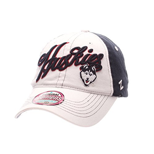 NCAA Zephyr Connecticut Huskies Womens Vogue Relaxed Hat, Adjustable, White/Team Color