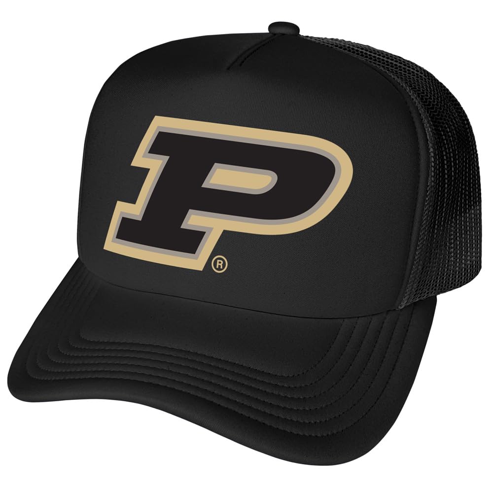 Campus Lab Purdue University Primary Logo Foam Snapback Trucker Hat - Unisex,Black