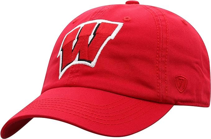 Wisconsin Collegiate Adjustable Hats (Adjustable Hat, Wisconsin Red)