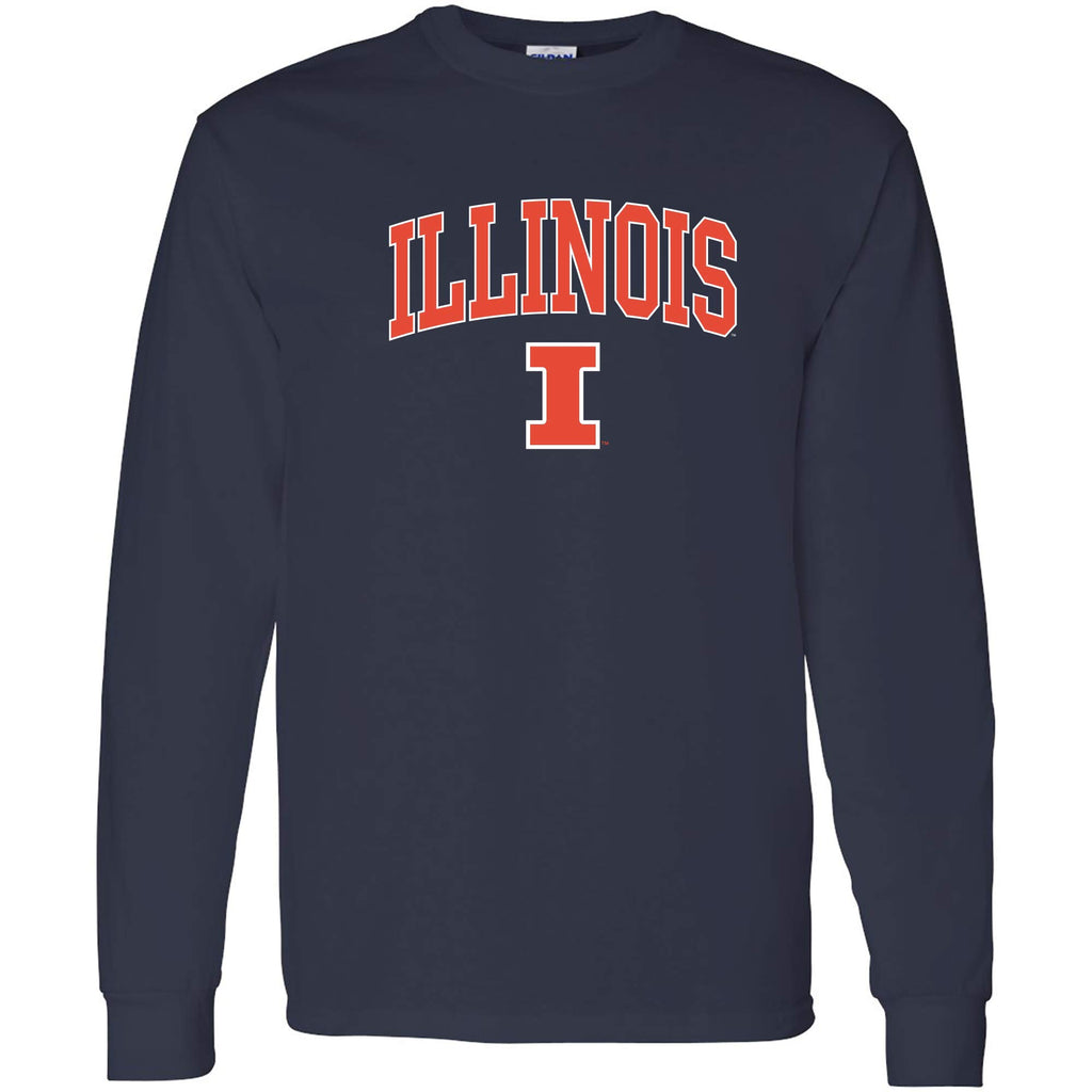 UGP Campus Apparel AL03 - Illinois Fighting Illini Arch Logo Long Sleeve - X-Large - Navy