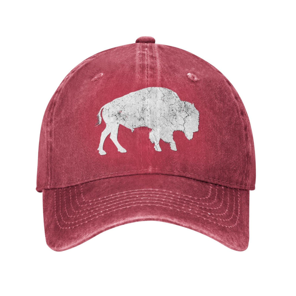 Distressed Buffalo Retro Bison Animal Lover Gift Cowboy Hat Baseball Cap Trucker Hat Summer Baseball Hats Summer Hats Red