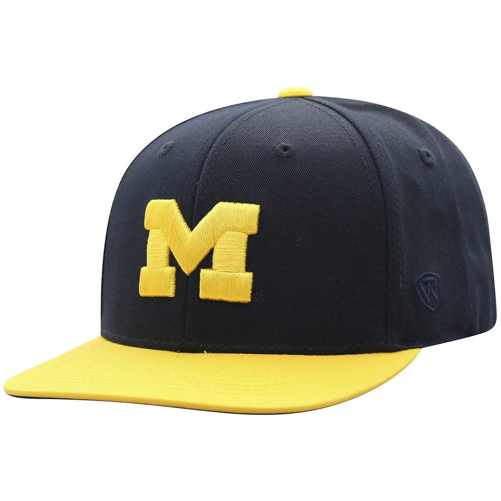 Top of the World Michigan Wolverines Kid's Snapback Adjustable Mavrick Cotton Team Color Flat Bill Hat, Adjustable