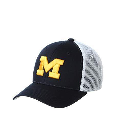 Michigan Wolverines Mens Blue Big Rig Mesh Trucker Adjustable Hat - Campus Hats