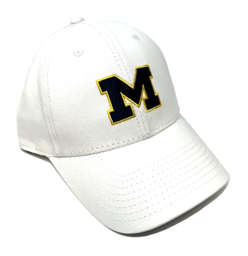 MVP Michigan Wolverines Logo Solid White Curved Bill Adjustable Hat