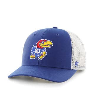 '47 NCAA Men's Trucker Snapback Adjustable Hat (Kansas Jayhawks - Royal Blue)