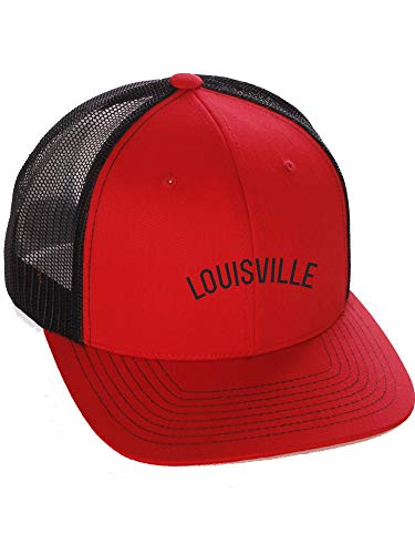 Daxton USA Cities Trucker Mesh Structured Hat Mid Profile Snapback Cap - Louisville Red Black Black