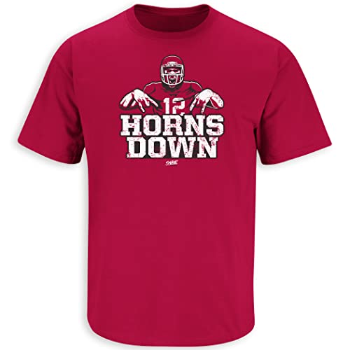 Horns Down T-Shirt for Oklahoma College Fans (SM-5XL) (Cardinal Short Sleeve, Large)