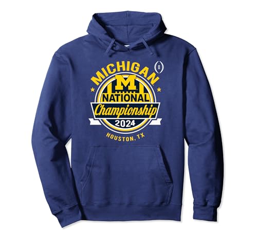 Michigan Wolverines 2024 CFP National Championship Logo Navy Pullover Hoodie