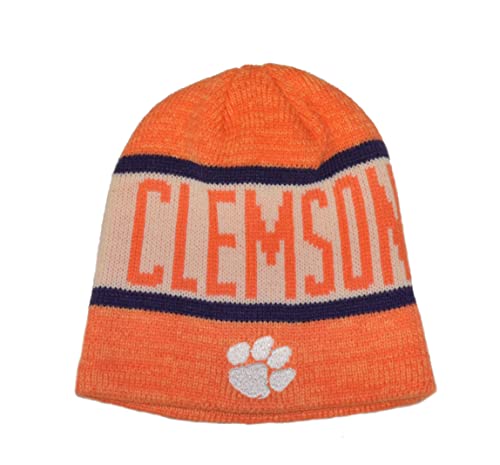 '47 Clemson Tigers Orange Stripe Rugby Skull Cap - NCAA Cuffless Winter Knit Toque Beanie Hat