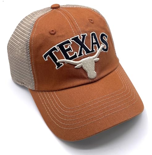 Officially Licensed Texas University Relaxed Fit Mesh Trucker Hat Classic Team Logo Embroidered Adjustable Cap
